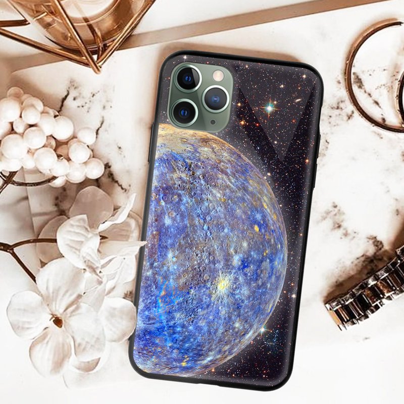 水星行星宇宙镜面手机壳iPhone13 12 Pro Max 华为三星PCGS-PL-02 - 手机壳/手机套 - 聚酯纤维 蓝色