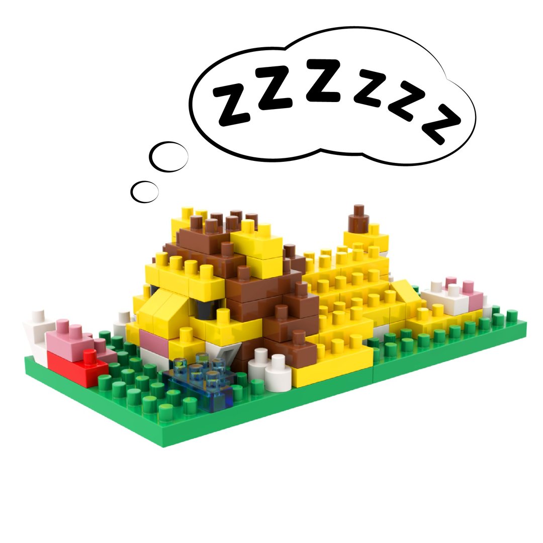 Archbrick 懒洋洋狮子 Pixel 积木 Nanoblock - 玩偶/公仔 - 塑料 多色