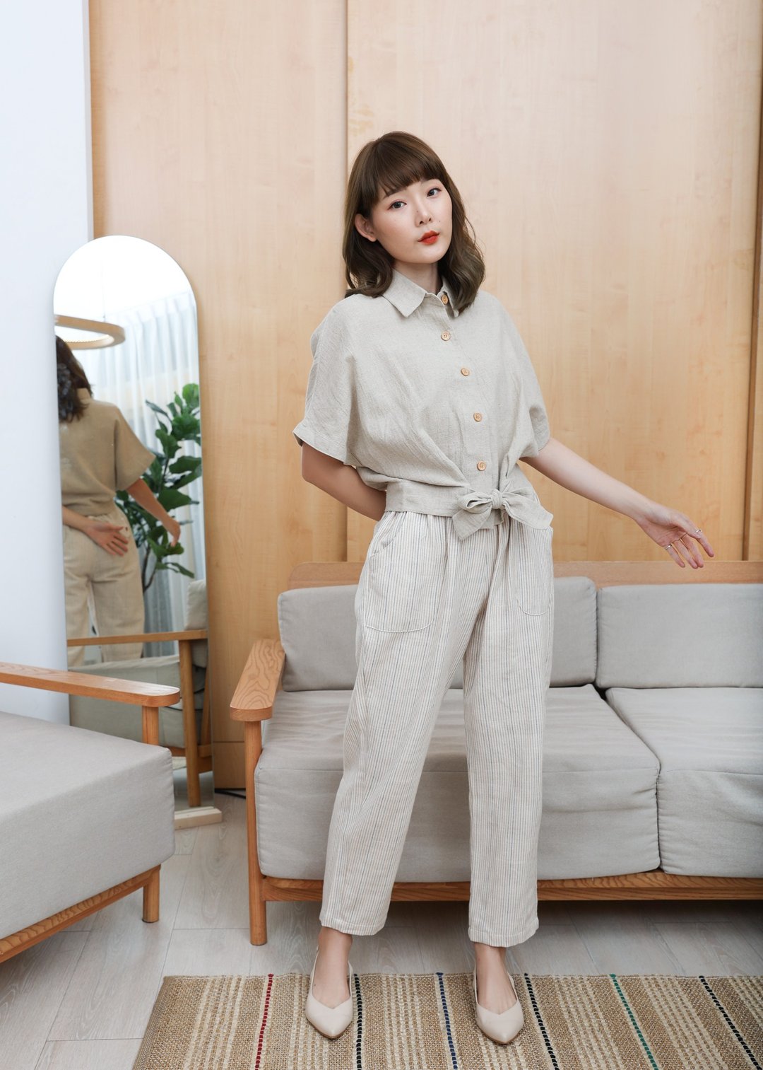 Pants no.90  pants Brown Stripe - 中性裤装 - 棉．麻 咖啡色