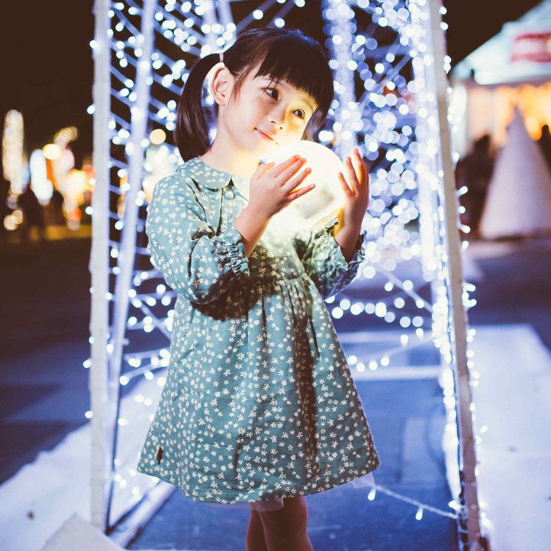 【售完不补】暖呼呼圆领磨毛洋装-清晨的白桔梗(雾蓝) - 童装裙 - 棉．麻 多色