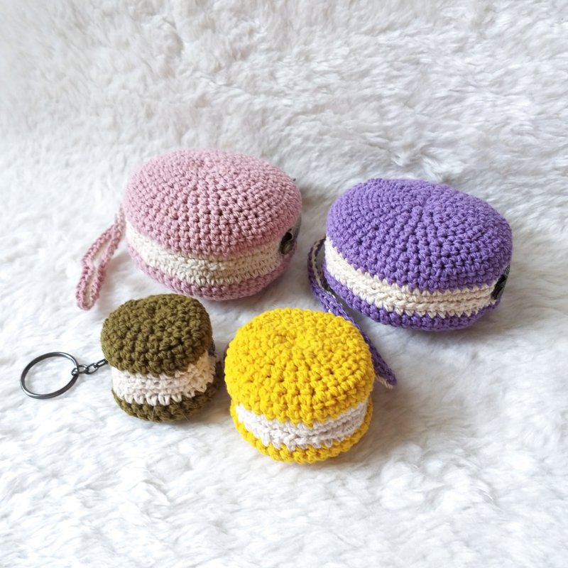 马卡龙 口金零钱包 钥匙圈 小口金 迷你口金 - 零钱包 - 棉．麻 粉红色