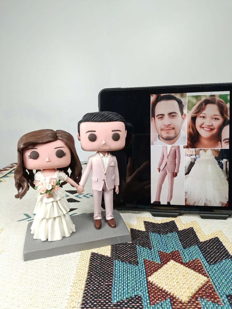纯手工定制美国Funko Pop 自画像公仔情侣父母夫妻结婚周年礼物 - 玩偶/公仔 - 粘土 多色