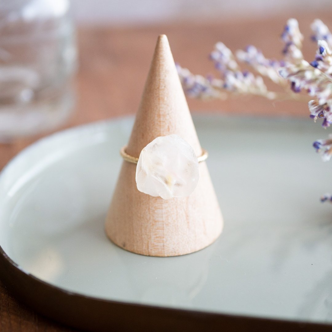 Ring with dry flower like jewelry - 戒指 - 树脂 粉红色