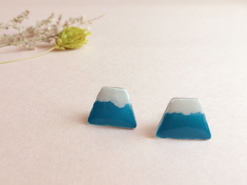 蔚蓝小山 - 手作手绘耳环(可改夹式) - 耳环/耳夹 - 其他材质 蓝色