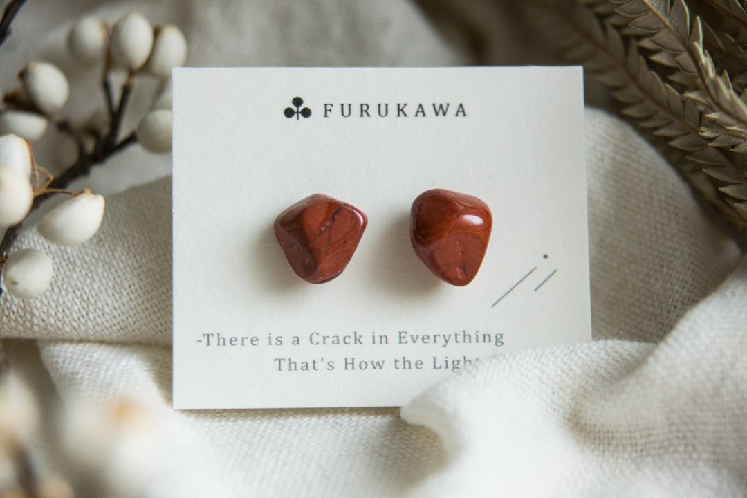 CRACK | 矿物系耳环 |  EARRINGS - 耳环/耳夹 - 玉石 红色