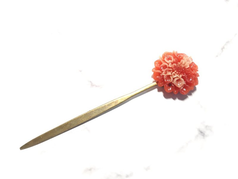 大丽花 彤红 发簪 造型 - 发饰 - 其他材质 红色
