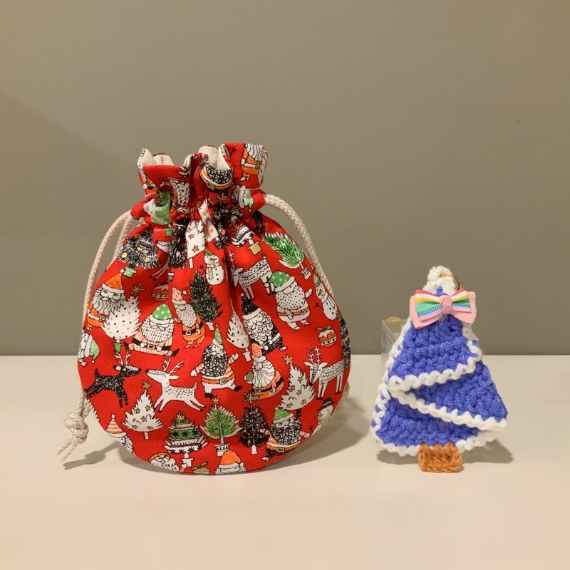 欢乐圣诞—日本纯棉束口袋/百宝袋/收纳袋/化妆包 - 束口袋双肩包 - 棉．麻 