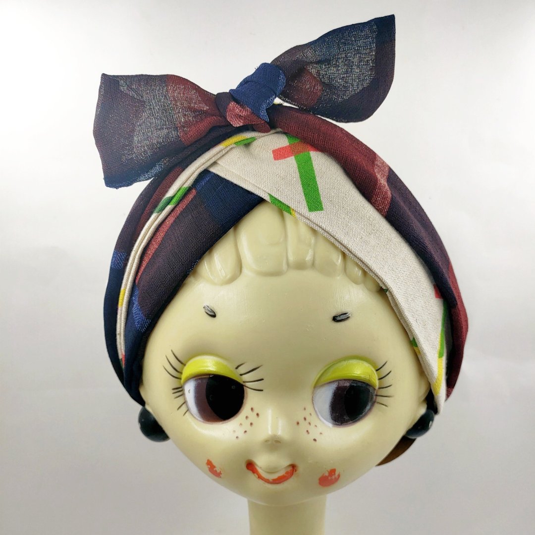 Petitbebe~双面红格子交错手绑发带 - 发饰 - 棉 红色