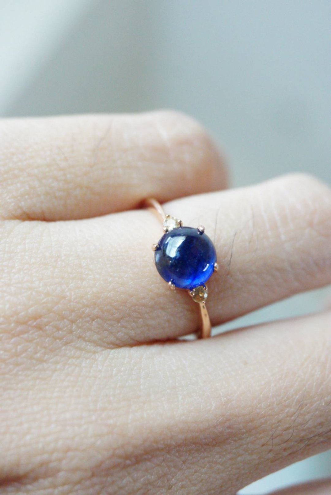 Natural Blue Sapphire and Yellow Sapphire Ring ,Silver 925 - 戒指 - 纯银 蓝色