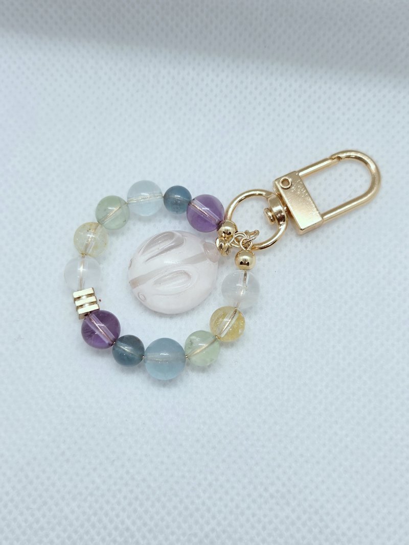白水晶兔、白幽灵、紫水晶、海蓝宝、葡萄石、桂花托帕 水晶吊饰 - 手链/手环 - 宝石 多色