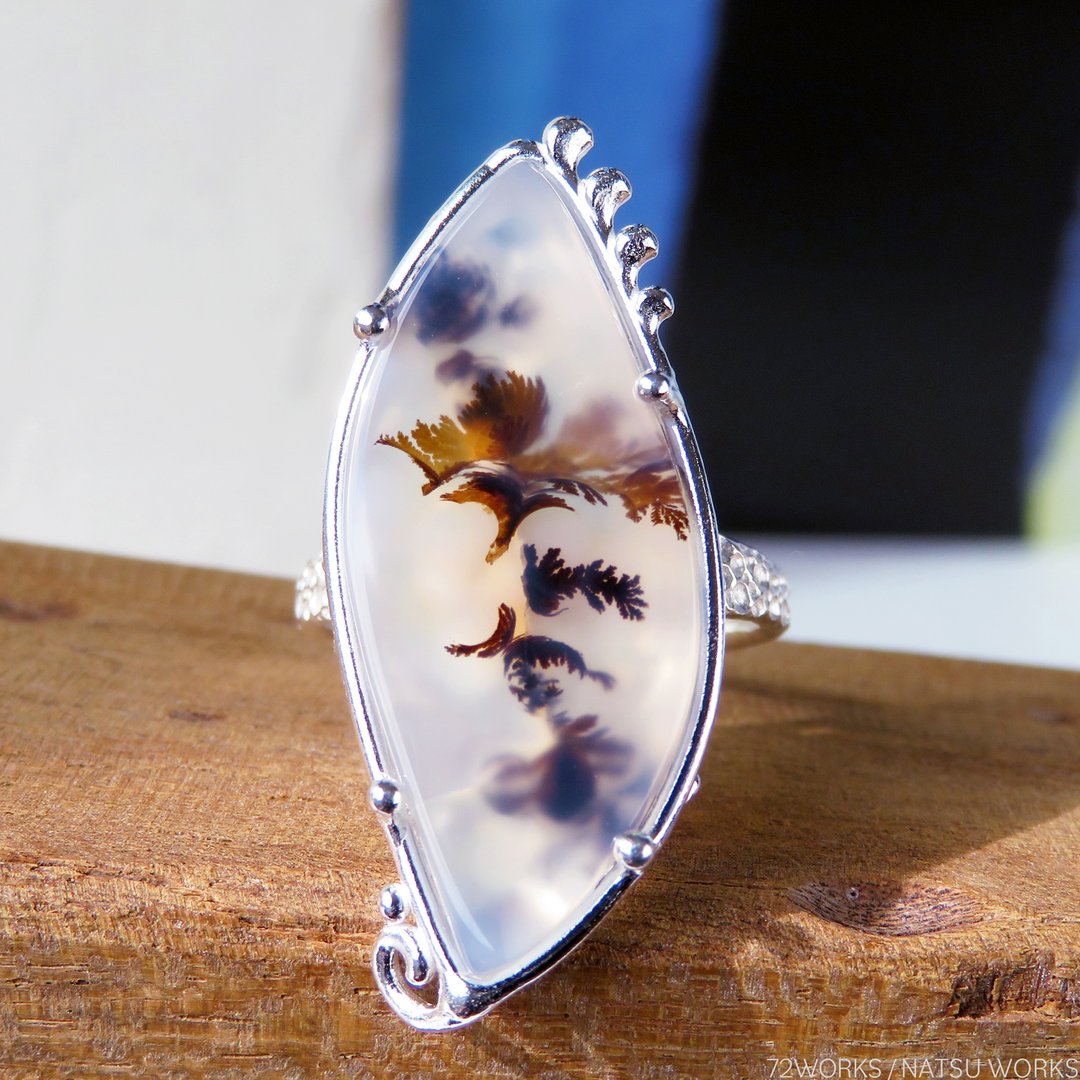 Dendritic Agate Ring - 戒指 - 宝石 白色