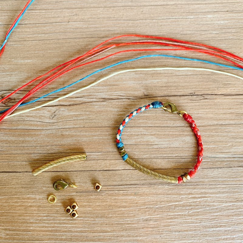 编绳手环 DIY 材料包 | 蜡线编绳 | 新手可完成 | 在线教学 - 编织/刺绣/羊毛毡/裁缝 - 防水材质 红色
