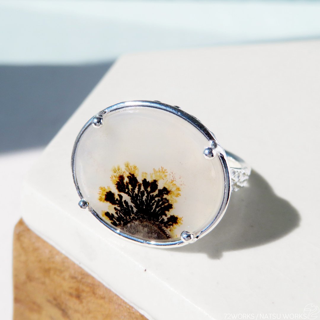 树枝玛瑙 戒指 / Dendritic Agate Ring a8 - 戒指 - 宝石 咖啡色