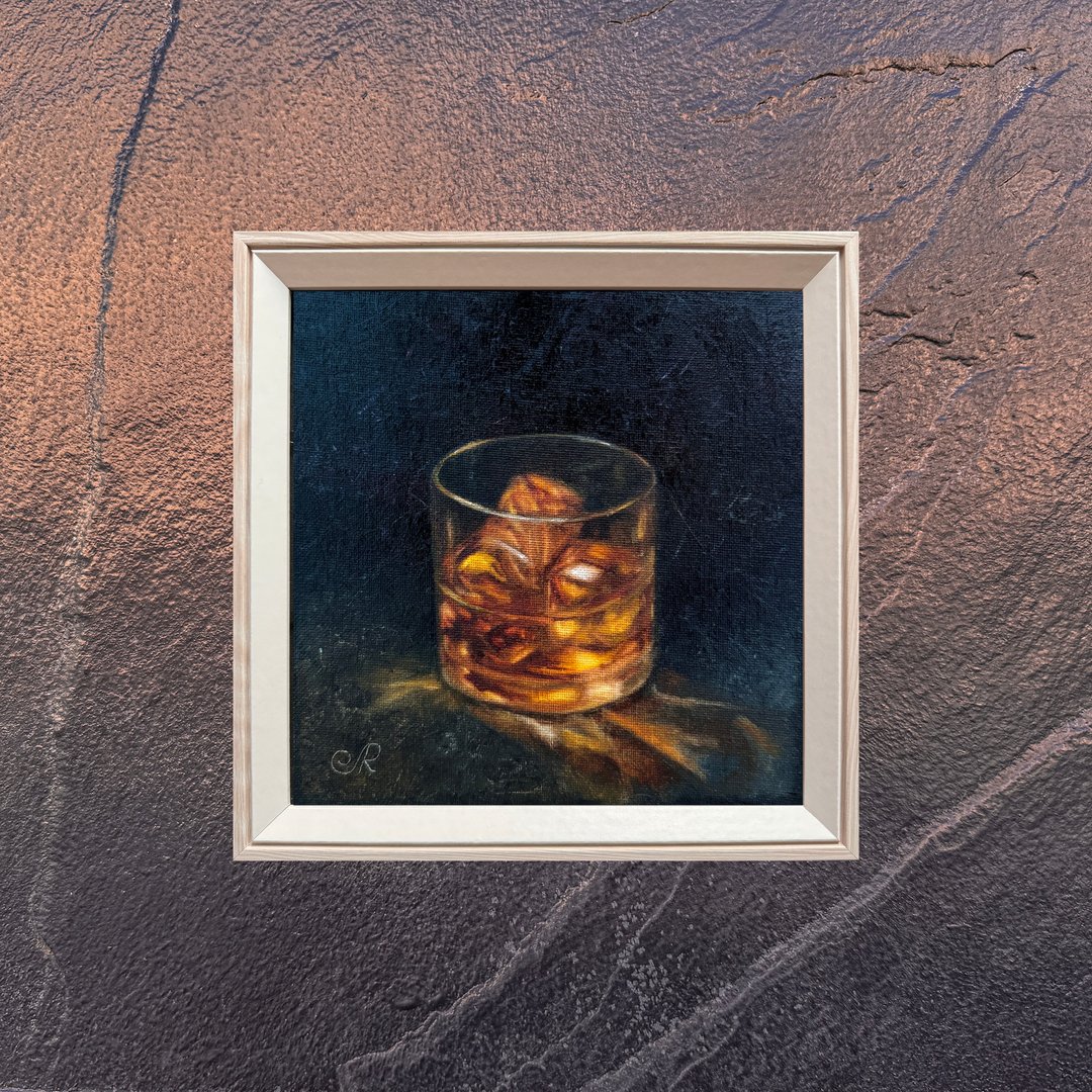 原创油画静物威士忌画 - 墙贴/壁贴 - 木头 黑色