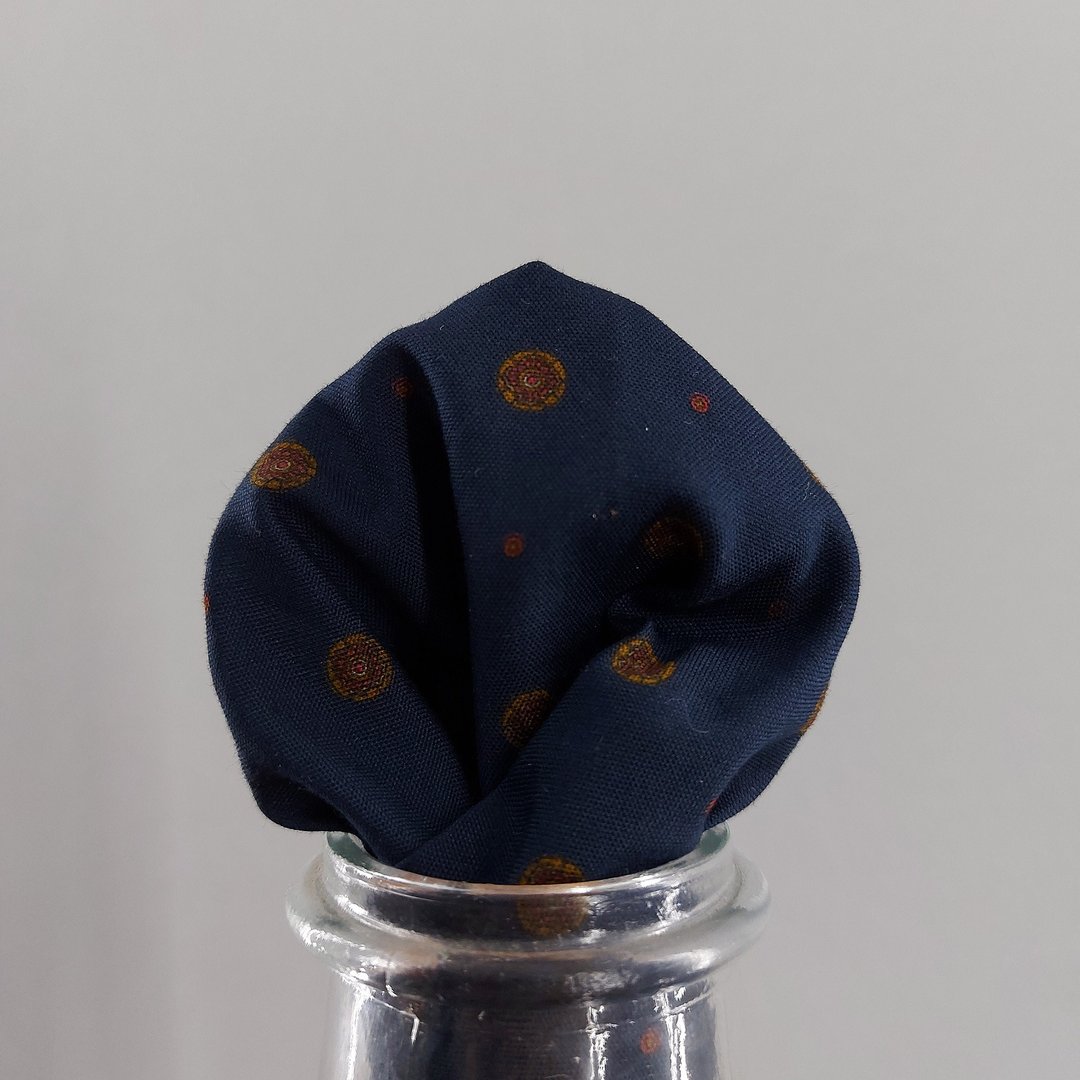 Pocket Square - ฺBlue Graphic Dot - 手帕/方巾 - 棉 蓝色