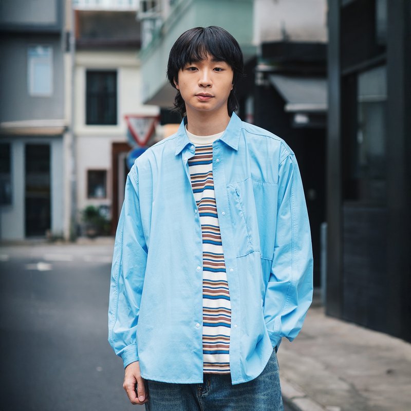 【夏日之选】凉感 Easy Care 恤衫 - 三色选择 (ST449) - 男装衬衫 - 尼龙 蓝色