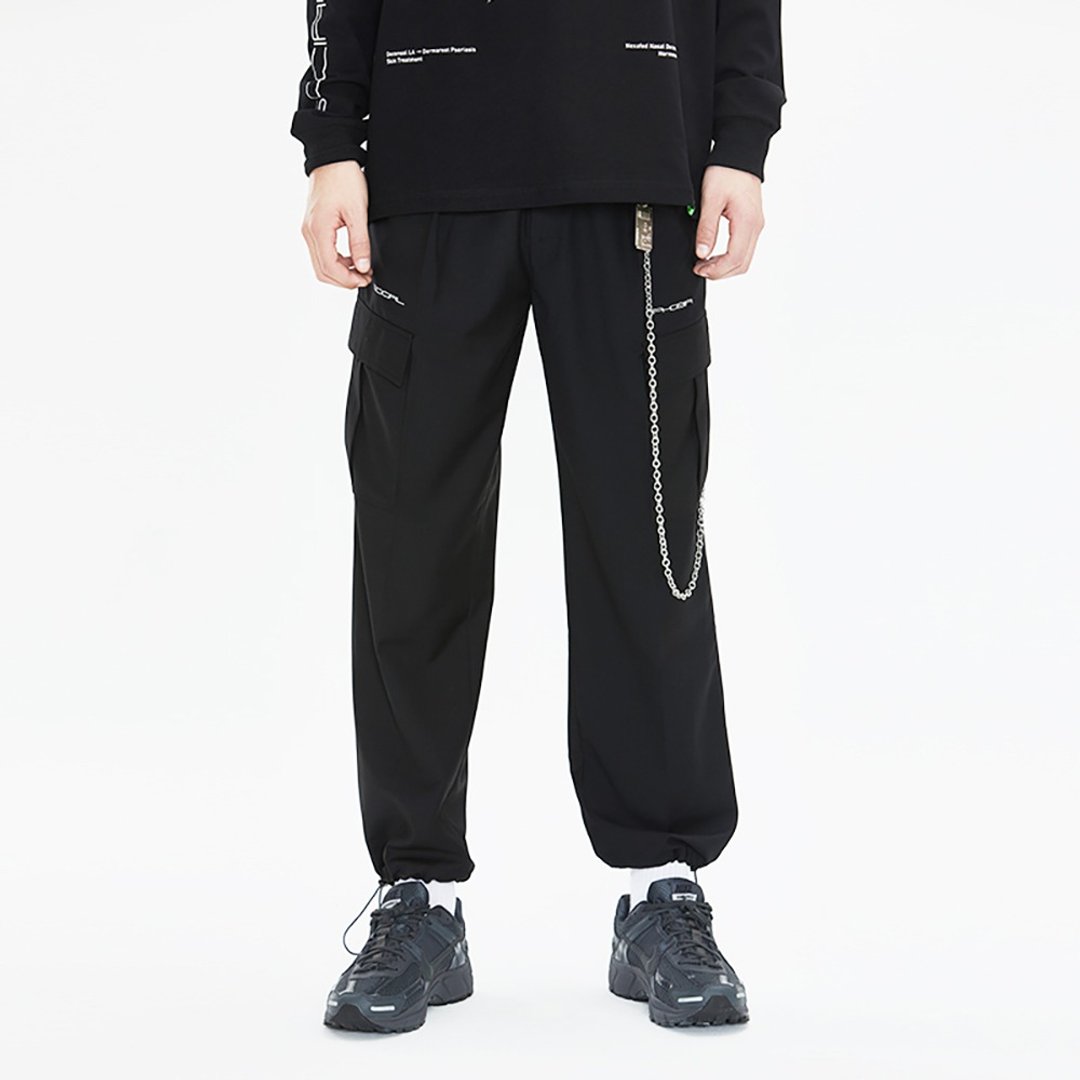 SIDEEFFECT TROUSERS 宽松可束脚垂感束口休闲裤西裤长裤 - 男士长裤 - 聚酯纤维 黑色