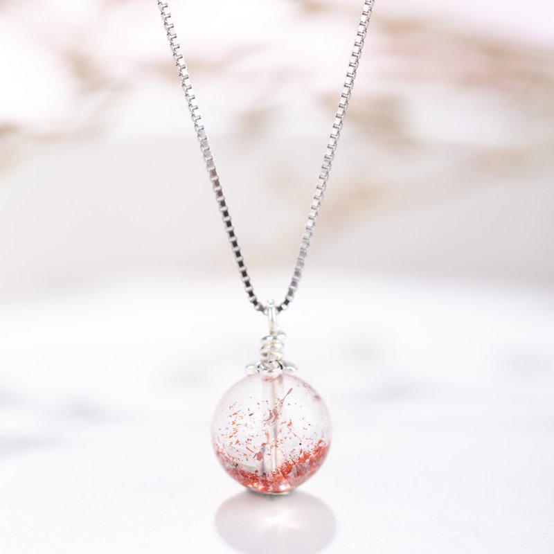 金草莓晶 Golden Strawberry Quartz 925纯银精镀亮 - 项链 - 宝石 多色