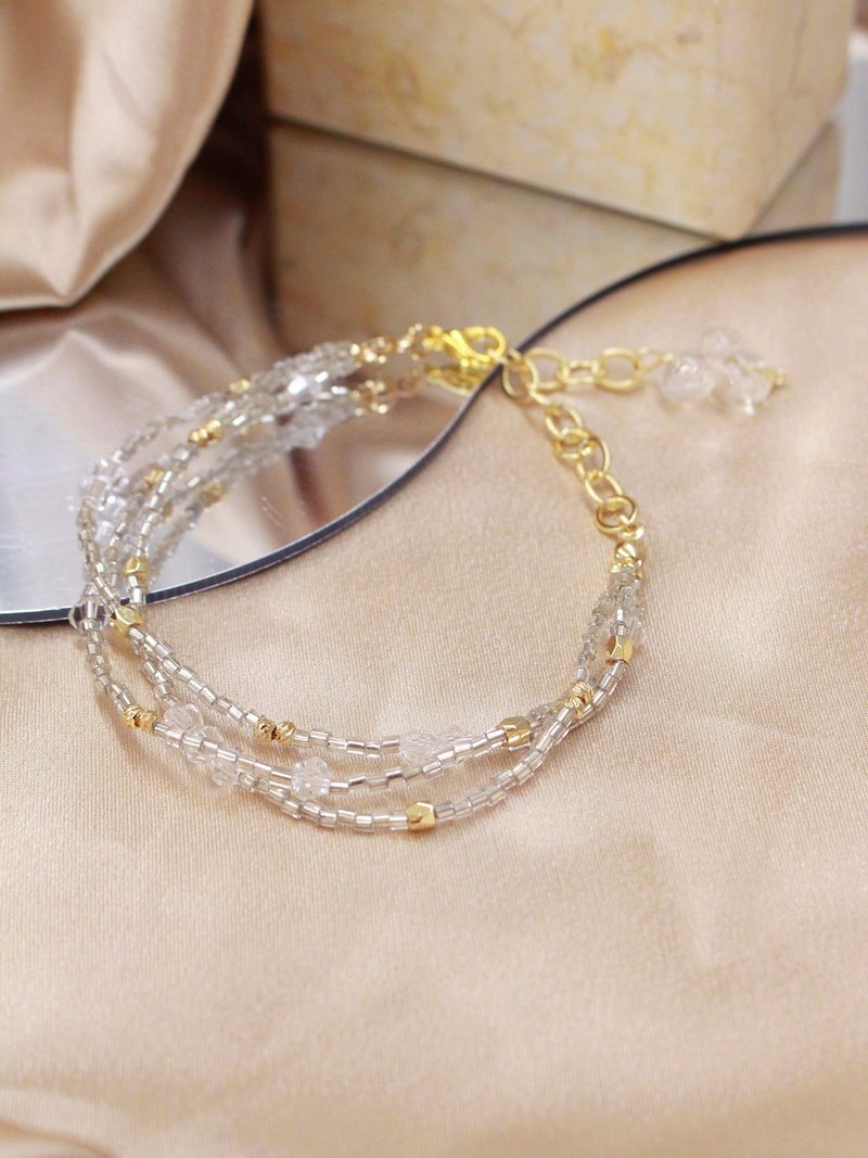 眼睛水汪汪。MUCHAT手作14KGP水晶串珠玲丸珠手链 - 手链/手环 - 其他金属 银色