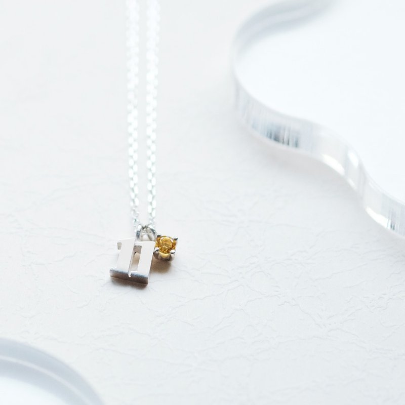 数字 & 11月 诞生石 黄水晶 项链 银 925 - 项链 - 其他金属 黄色