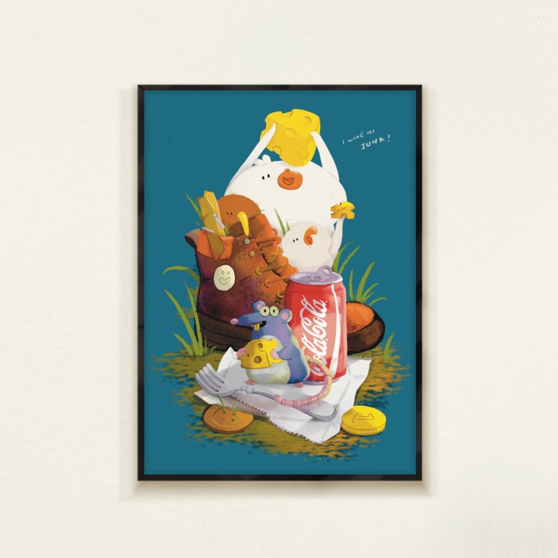 我爱我的垃圾 / A3海报/ B5海报/ 明信片 - 海报/装饰画/版画 - 棉．麻 蓝色