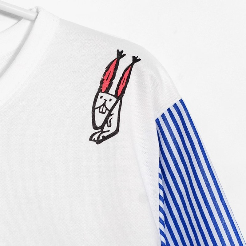 【最后一件】穷到吃自己／红萝卜耳朵兔子上衣 - 女装 T 恤 - 其他材质 白色