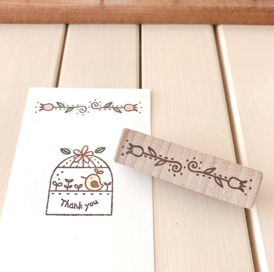 Tulip line rubber stamp stamp seal - 印章/印台 - 橡胶 