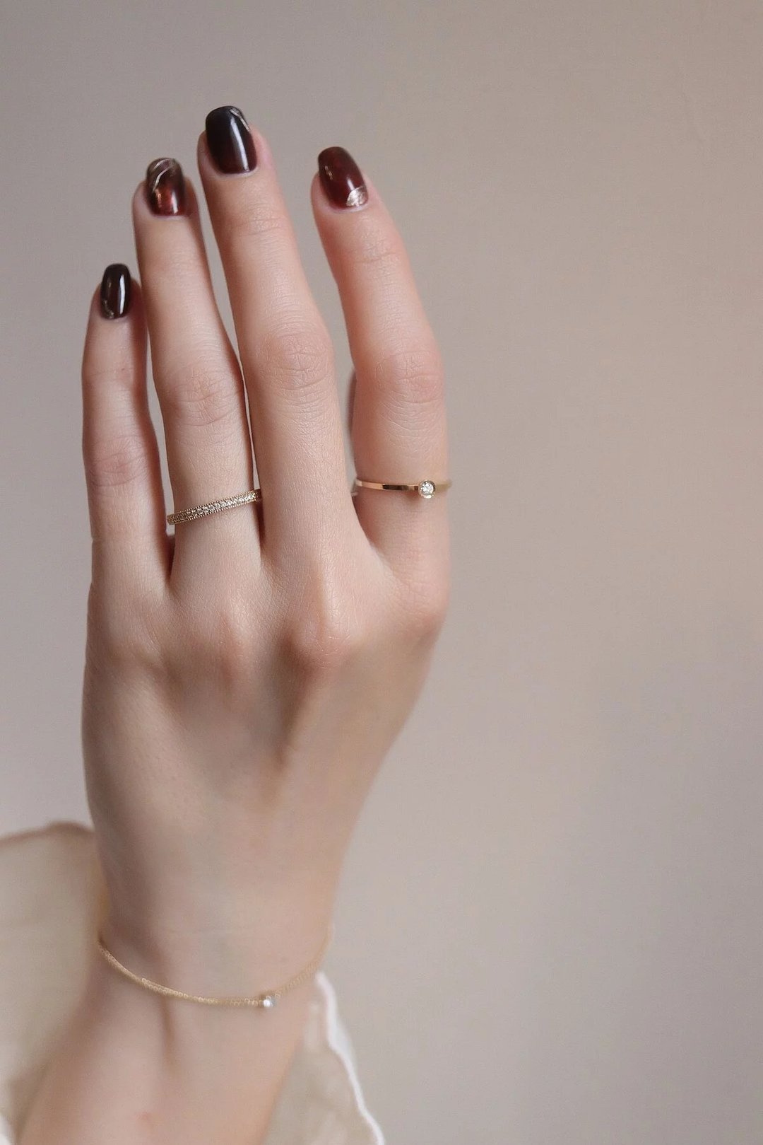 14K Promessa Ring 复古造型排钻戒指 - 戒指 - 贵金属 金色