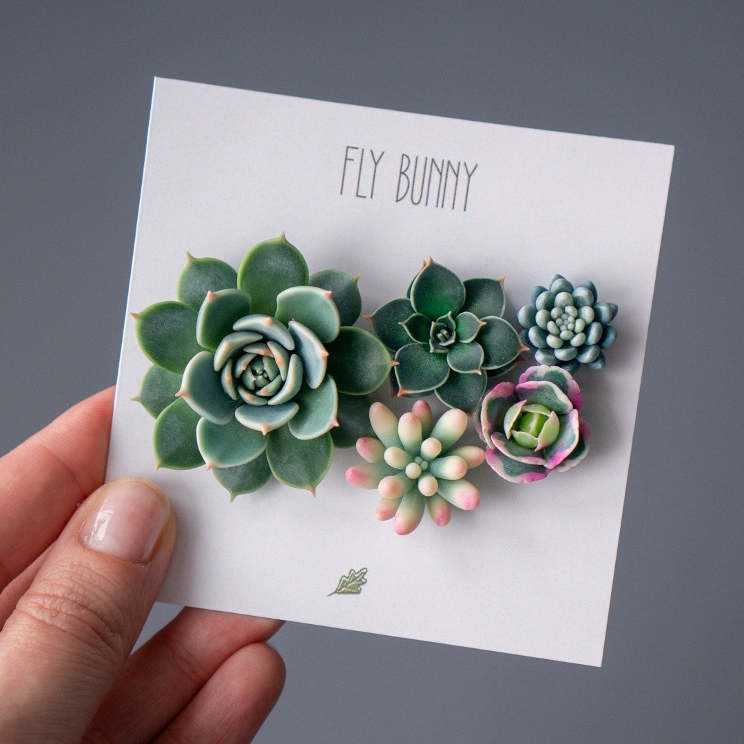 Echeveria Chihuahuensis 胸针组 - 胸针 - 其他材质 