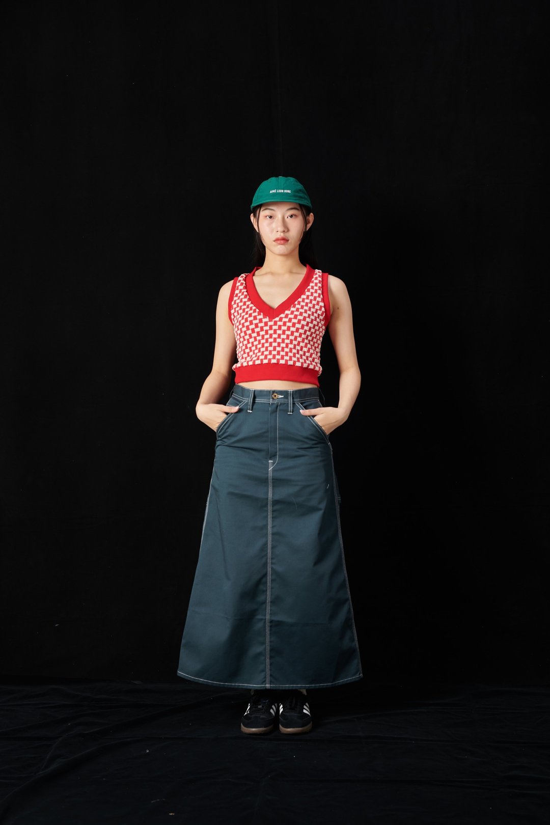 Dobby Cropped Vest - 樱桃红 - 女装上衣 - 棉 红色