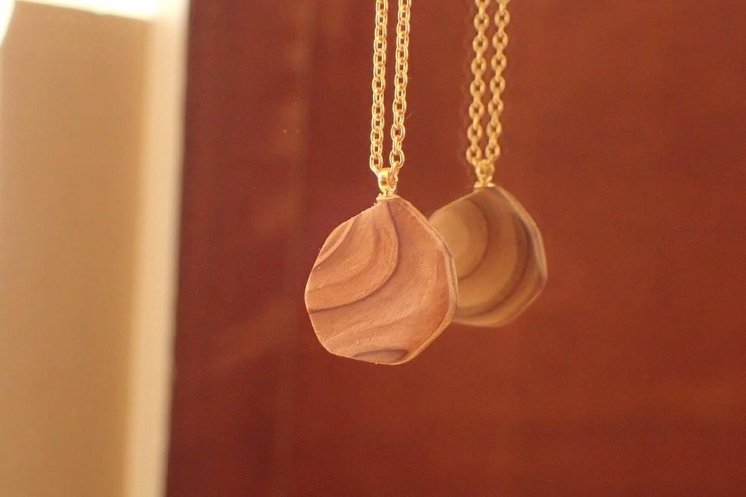 nanakaku necklace - 项链 - 木头 咖啡色