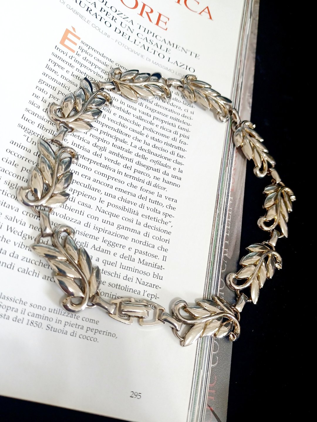 vintage jewelry 个性银色桂冠叶联结 颈链 项链 - 项链 - 其他金属 