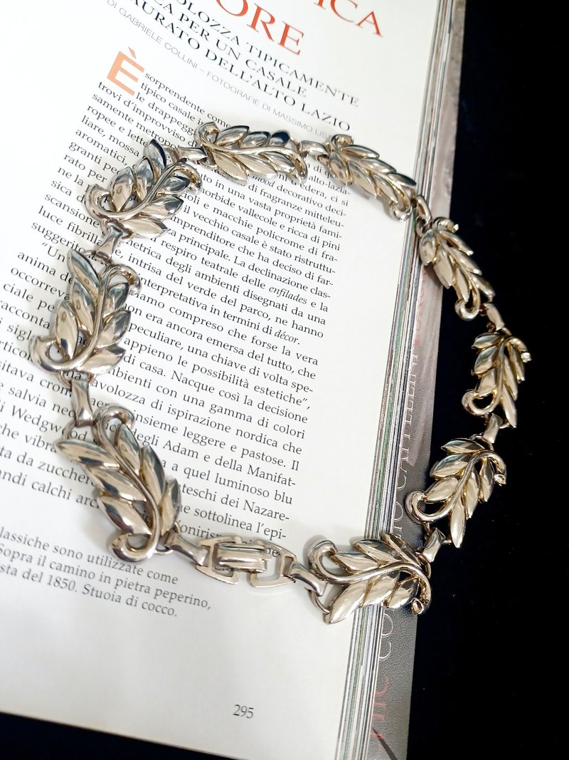 vintage jewelry 个性银色桂冠叶联结 颈链 项链 - 项链 - 其他金属 