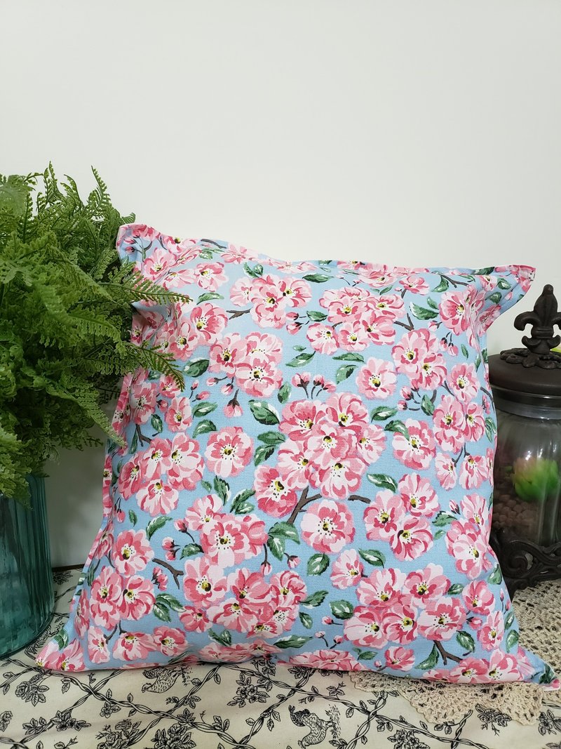 北欧风格粉蓝色粉红花朵图案抱枕靠枕靠垫枕套 - 枕头/抱枕 - 棉．麻 蓝色