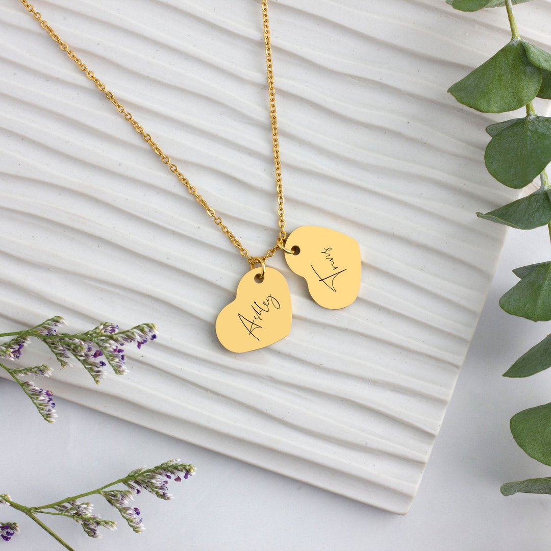 Circle Necklace Custom Name Necklace Engrave Circle Name Tag New Year Gift - 项链 - 其他金属 金色