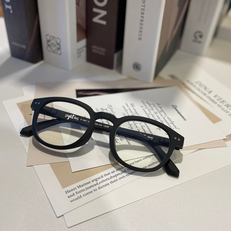 Sightus 抗蓝光老花眼镜/ 亚洲版型经典/ 波士顿框/ 雾黑 - 眼镜/眼镜框 - 塑料 黑色