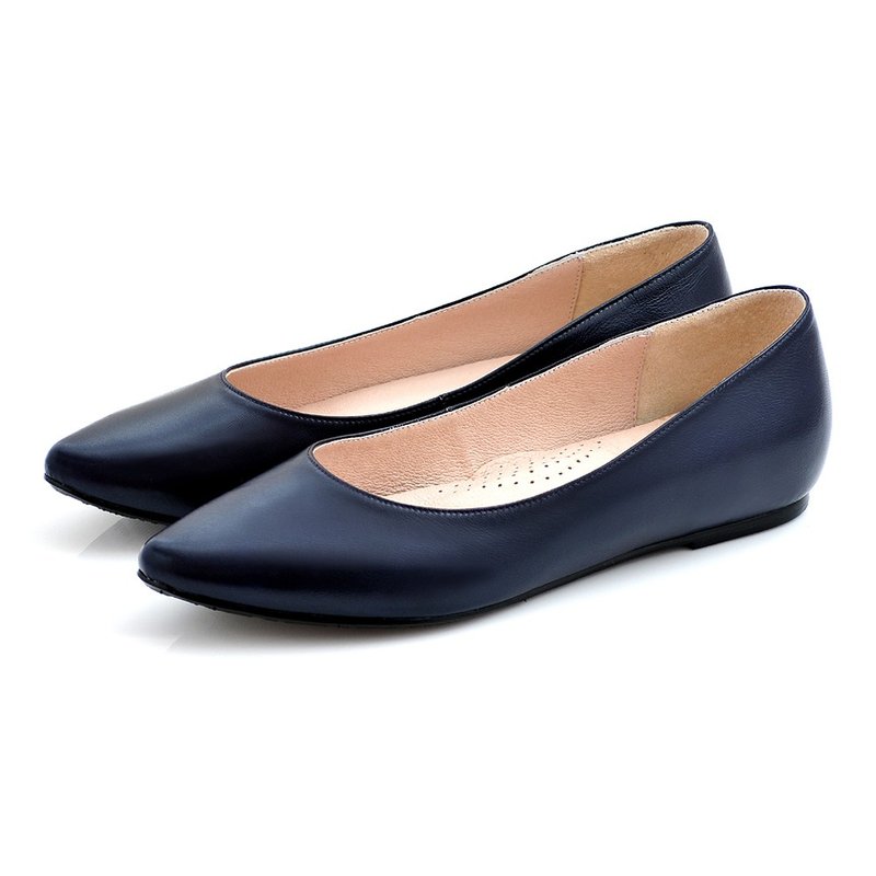 暗蓝色 全真皮尖头内增高楔型鞋 - 其他女款皮鞋 - 真皮 