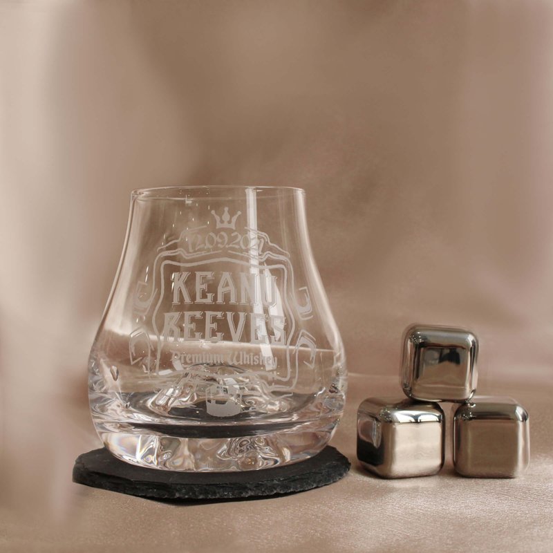 Whiskey Glass Set 男友礼物冰山威士忌酒杯 玻璃杯套装 定制雕刻 - 酒杯/酒器 - 玻璃 