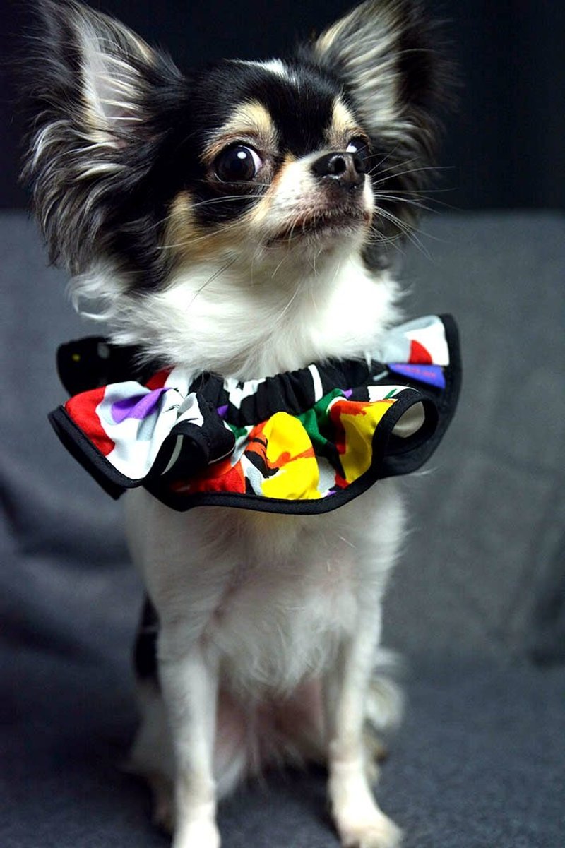 宠物荷叶边领-花布图样F (XS/S/M/L) - 衣/帽 - 棉．麻 多色