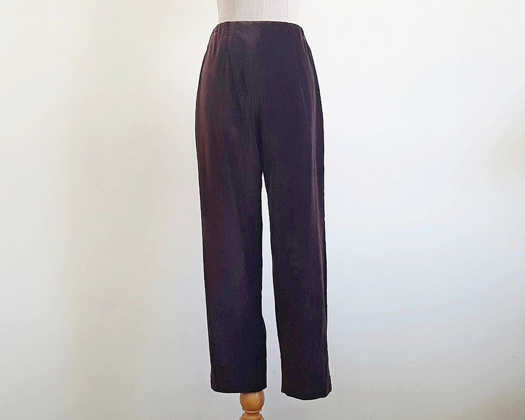 WEEKEND MAX MARA 复古咖啡色丝绒长裤 女款 锥形裤 S 26腰 - 男士长裤 - 其他材质 咖啡色