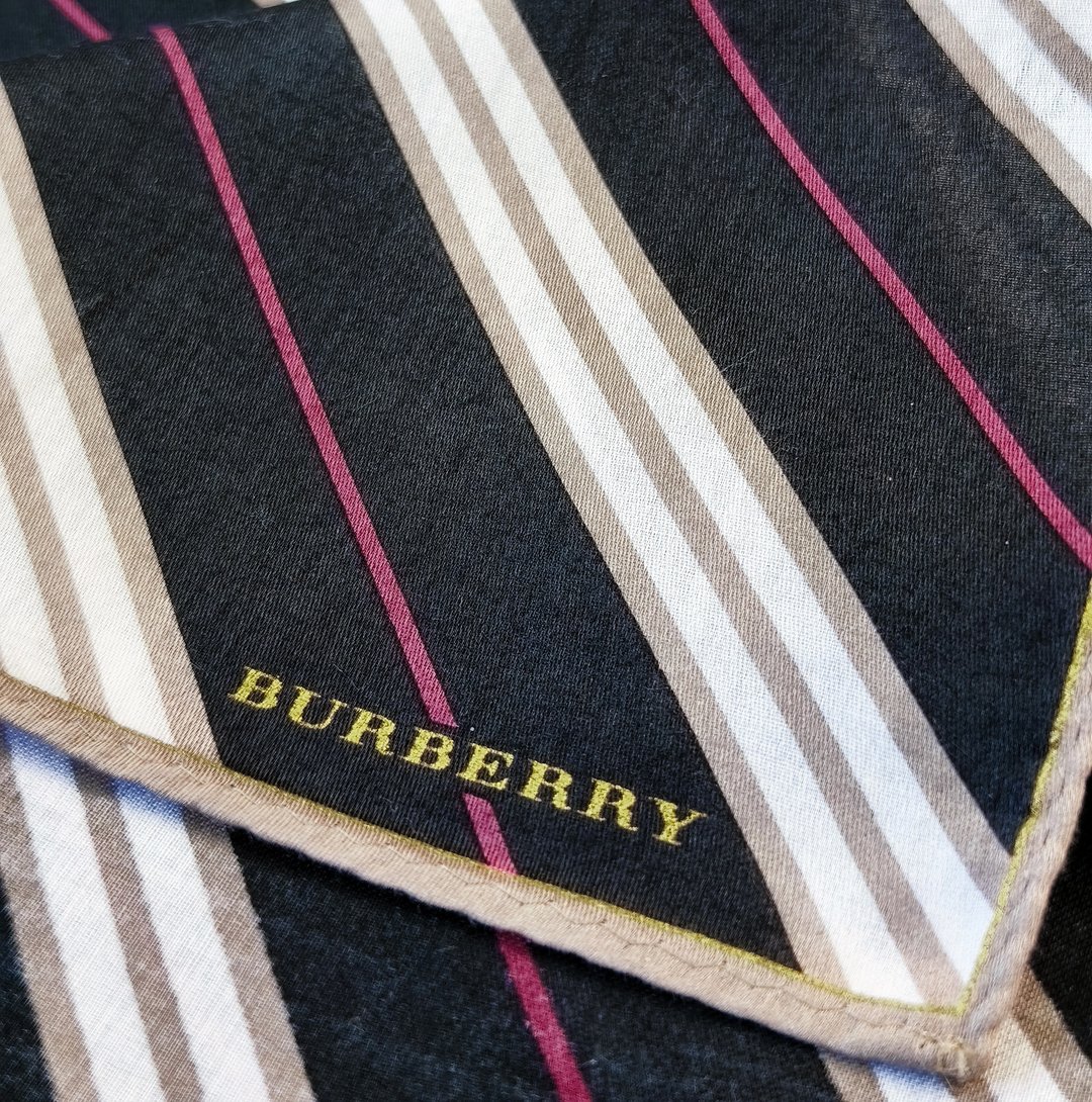 Burberry 复古手帕 口袋巾 条纹 19.5 x 19.5 英寸 - 手帕/方巾 - 棉 黑色