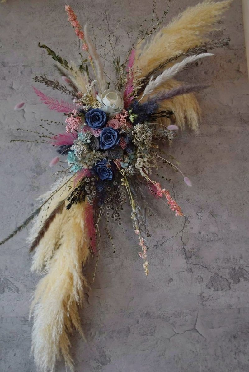 永生花冷色系壁饰画布挂花 - 干燥花/捧花 - 植物．花 