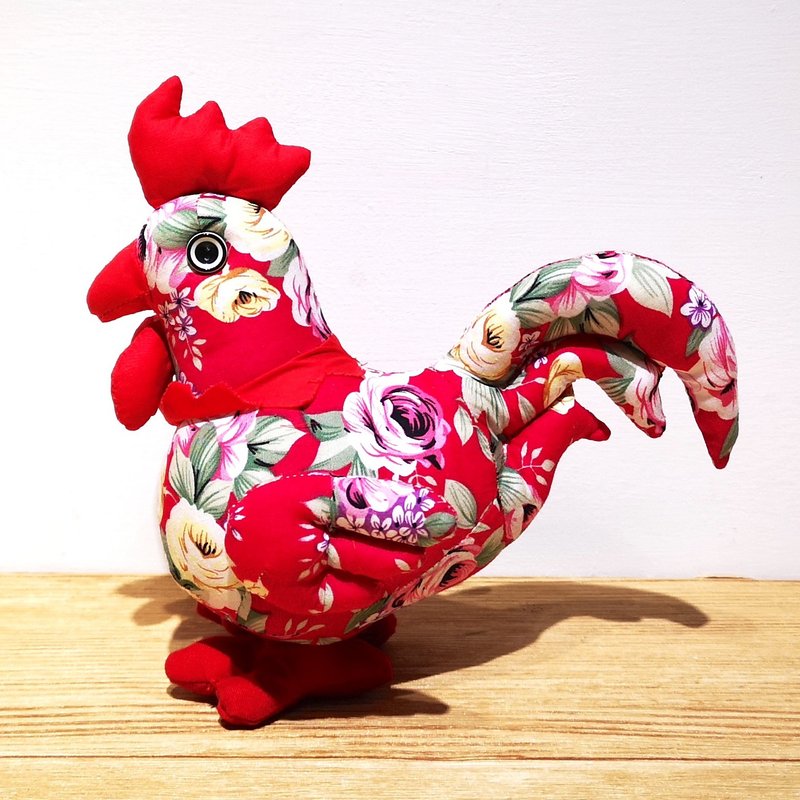 【花布先生】小公鸡-玫瑰花 - 玩偶/公仔 - 其他人造纤维 红色