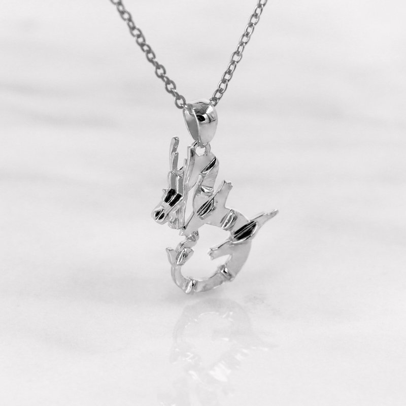 Da Things 925 纯银肖龙吊咀连颈链 - 项链 - 纯银 银色