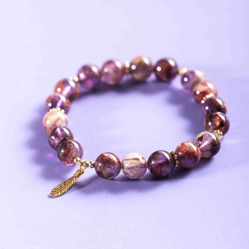 紫幽灵14K镀金手链 | 天然紫色水晶手链 定制化礼物 - 手链/手环 - 半宝石 紫色