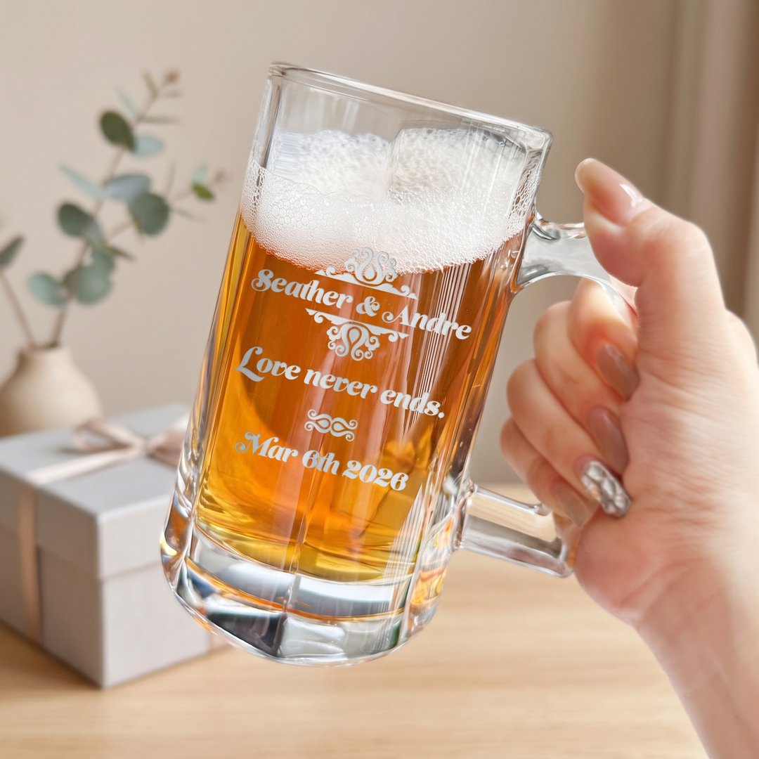个人化雕刻啤酒杯 刻字刻名 生日礼物周年礼物首选 定制化礼盒 - 玻璃杯 - 玻璃 