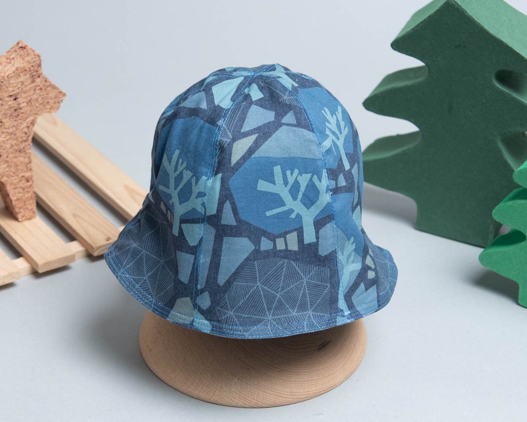 双面渔夫帽露营 登山 - 婴儿帽/发带 - 棉 蓝色
