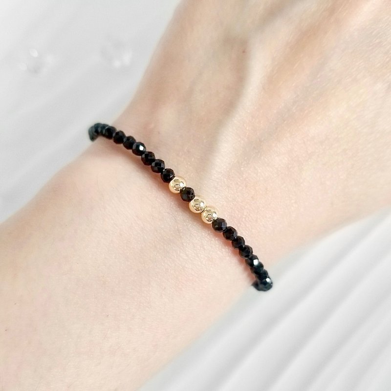 黑尖晶石简约水晶手链 | 清理负能量 突破困局 提升动力 坚定意志 - 手链/手环 - 水晶 黑色