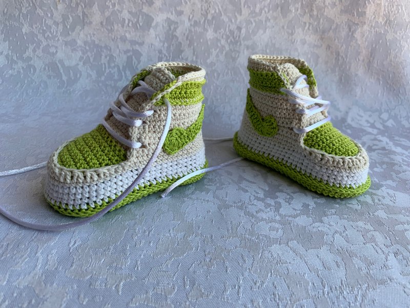 Nike Jordan 婴儿靴运动鞋 Jordan 1 钩针编织鞋淋浴 - 婴儿鞋 - 棉．麻 绿色