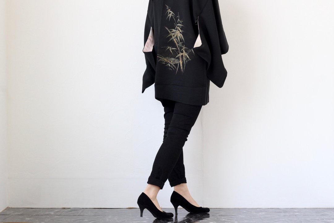 kimono, bamboo kimono, haori /4193 - 女装休闲/机能外套 - 丝．绢 黑色
